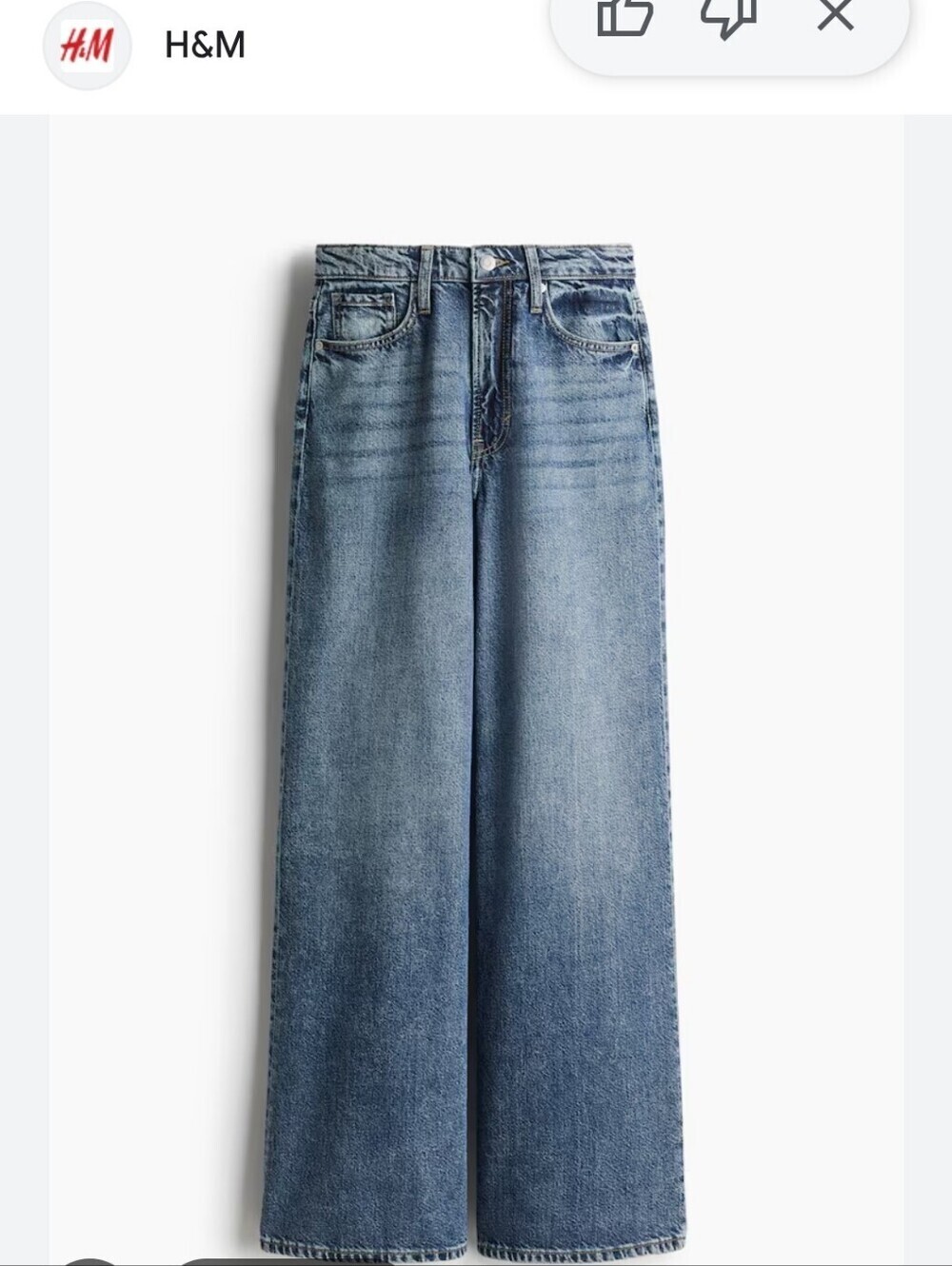 H&M Womens Wide Leg Vintage-Style Blue Jeans Size 4